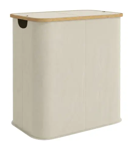Cesto de Ropa Sucia Plegable con Tapa 80 L de Tela no Tejida 2 Compartimentos Asas 54x34x58,5 cm Beige