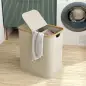Cesto de Ropa Sucia Plegable con Tapa 80 L de Tela no Tejida 2 Compartimentos Asas 54x34x58,5 cm Beige Cesto de Ropa Sucia Plegable con Tapa 80 L de Tela no Tejida 2 Compartimentos Asas 54x34x58,5 cm Beige