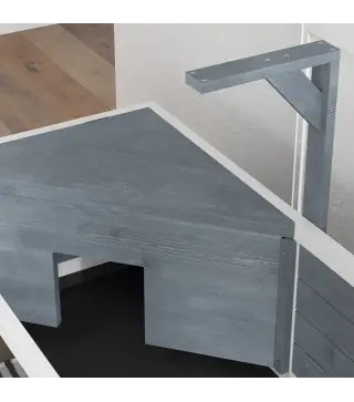 Casa de Tortugas de Madera con Estante Soporte para Lámpara Paneles Transparentes Techo Abatible Bandeja Gris