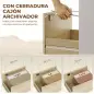 Escritorio Mesa de Oficina con 4 Estantes y Cajón Archivador A4 con Cerradura y 2 Llaves para Espacios Pequeños Roble