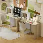 Escritorio Mesa de Oficina con 4 Estantes y Cajón Archivador A4 con Cerradura y 2 Llaves para Espacios Pequeños Roble