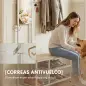 Perchero Zapatero con Espejo y 8 Ganchos Banco Zapatero Marco Metálico para Entrada Natural Perchero Zapatero con Espejo y 8 Ganchos Banco Zapatero Marco Metálico para Entrada Natural