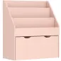 Librería Infantil de 4 Niveles Estantería para Libros Infantil con 3 Estantes y 1 Cajón con Ruedas 62,5x30x70 cm Rosa