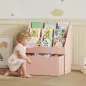 Librería Infantil de 4 Niveles Estantería para Libros Infantil con 3 Estantes y 1 Cajón con Ruedas 62,5x30x70 cm Rosa