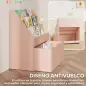 Librería Infantil de 4 Niveles Estantería para Libros Infantil con 3 Estantes y 1 Cajón con Ruedas 62,5x30x70 cm Rosa