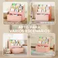 Librería Infantil de 4 Niveles Estantería para Libros Infantil con 3 Estantes y 1 Cajón con Ruedas 62,5x30x70 cm Rosa