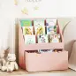 Librería Infantil de 4 Niveles Estantería para Libros Infantil con 3 Estantes y 1 Cajón con Ruedas 62,5x30x70 cm Rosa