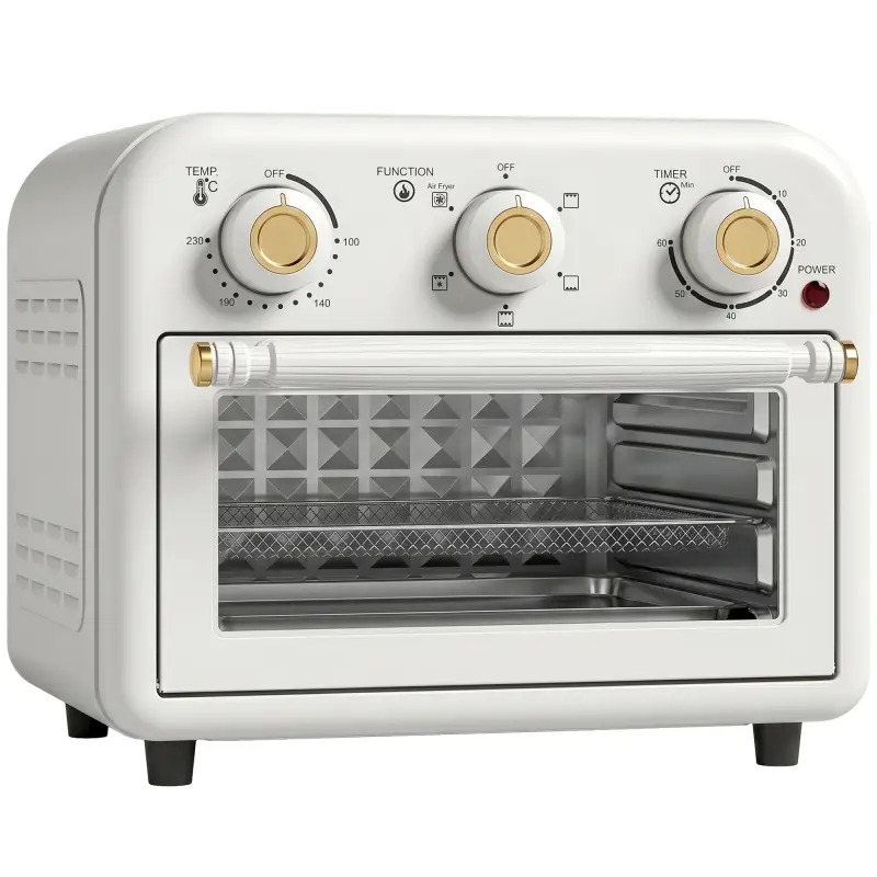 Horno Freidora de Aire 12 L con 3 Mandos Convección 360° Temperatura hasta 230 °C Temporizador 60 Min Bandeja y Cesta
