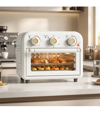 Horno Freidora de Aire 12 L con 3 Mandos Convección 360° Temperatura hasta 230 °C Temporizador 60 Min Bandeja y Cesta
