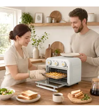 Horno Freidora de Aire 12 L con 3 Mandos Convección 360° Temperatura hasta 230 °C Temporizador 60 Min Bandeja y Cesta