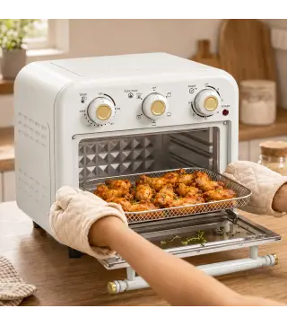 Horno Freidora de Aire 12 L con 3 Mandos Convección 360° Temperatura hasta 230 °C Temporizador 60 Min Bandeja y Cesta