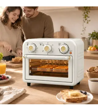 Horno Freidora de Aire 12 L con 3 Mandos Convección 360° Temperatura hasta 230 °C Temporizador 60 Min Bandeja y Cesta