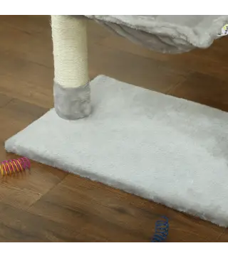 Árbol Rascador de Gatos Torre de Gatos 50x36x70 cm Centro de Actividad con Hamaca Plataforma Postes de Sisal Gris Claro