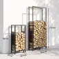 Leñero Exterior de Acero Robusto para Leña con Ancho Alto Ajustables Carga 100 kg 45,5-75,5x25x98-170 cm Negro Leñero Exterior de Acero Robusto para Leña con Ancho Alto Ajustables Carga 100 kg 45,5-75,5x25x98-170 cm Negro