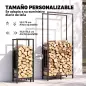 Leñero Exterior de Acero Robusto para Leña con Ancho Alto Ajustables Carga 100 kg 45,5-75,5x25x98-170 cm Negro Leñero Exterior de Acero Robusto para Leña con Ancho Alto Ajustables Carga 100 kg 45,5-75,5x25x98-170 cm Negro