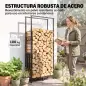 Leñero Exterior de Acero Robusto para Leña con Ancho Alto Ajustables Carga 100 kg 45,5-75,5x25x98-170 cm Negro Leñero Exterior de Acero Robusto para Leña con Ancho Alto Ajustables Carga 100 kg 45,5-75,5x25x98-170 cm Negro