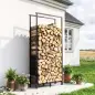 Leñero Exterior de Acero Robusto para Leña con Ancho Alto Ajustables Carga 100 kg 45,5-75,5x25x98-170 cm Negro Leñero Exterior de Acero Robusto para Leña con Ancho Alto Ajustables Carga 100 kg 45,5-75,5x25x98-170 cm Negro