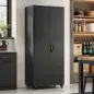 Armario de Herramientas de Acero 180 cm con Ruedas Extraíbles Estantes Ajustables Carga 250 kg para Garaje Negro Armario de Herramientas de Acero 180 cm con Ruedas Extraíbles Estantes Ajustables Carga 250 kg para Garaje Negro