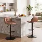 Juego de 2 Taburetes Altos de Cocina Giratorios 360° Regulables en Altura con Reposapiés Tapizados en Cuero Sintético Juego de 2 Taburetes Altos de Cocina Giratorios 360° Regulables en Altura con Reposapiés Tapizados en Cuero Sintético