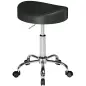 Taburete con Ruedas Giratorio Altura Regulable de Cuero Sintético con Asiento Acolchado para Spa Oficina Tatuajes Negro