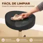 Taburete con Ruedas Giratorio Altura Regulable de Cuero Sintético con Asiento Acolchado para Spa Oficina Tatuajes Negro