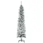 Árbol de Navidad Estrecho Nevado 180 cm con 395 Ramas y Soporte de Metal Plegable para Salón Interior Verde