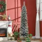 Árbol de Navidad Estrecho Nevado 180 cm con 395 Ramas y Soporte de Metal Plegable para Salón Interior Verde