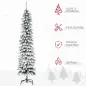 Árbol de Navidad Estrecho Nevado 180 cm con 395 Ramas y Soporte de Metal Plegable para Salón Interior Verde