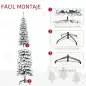 Árbol de Navidad Estrecho Nevado 180 cm con 395 Ramas y Soporte de Metal Plegable para Salón Interior Verde