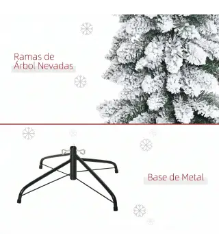 Árbol de Navidad Estrecho Nevado 180 cm con 395 Ramas y Soporte de Metal Plegable para Salón Interior Verde