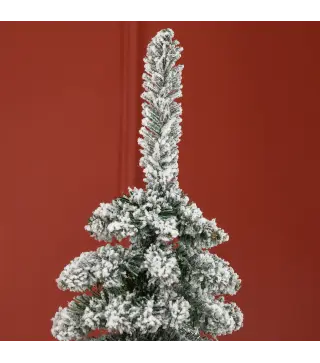 Árbol de Navidad Estrecho Nevado 180 cm con 395 Ramas y Soporte de Metal Plegable para Salón Interior Verde