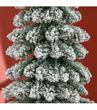 Árbol de Navidad Estrecho Nevado 180 cm con 395 Ramas y Soporte de Metal Plegable para Salón Interior Verde