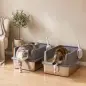 Juego de 2 Areneros Gatos de Acero Inoxidable XL Borde Alto 2 Palas para Gatos Grandes y Gatitos Múltiples Gris Oscuro