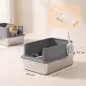 Juego de 2 Areneros Gatos de Acero Inoxidable XL Borde Alto 2 Palas para Gatos Grandes y Gatitos Múltiples Gris Oscuro