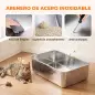 Juego de 2 Areneros Gatos de Acero Inoxidable XL Borde Alto 2 Palas para Gatos Grandes y Gatitos Múltiples Gris Oscuro