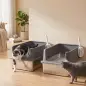 Juego de 2 Areneros Gatos de Acero Inoxidable XL Borde Alto 2 Palas para Gatos Grandes y Gatitos Múltiples Gris Oscuro