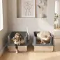 Juego de 2 Areneros Gatos de Acero Inoxidable XL Borde Alto 2 Palas para Gatos Grandes y Gatitos Múltiples Gris Oscuro