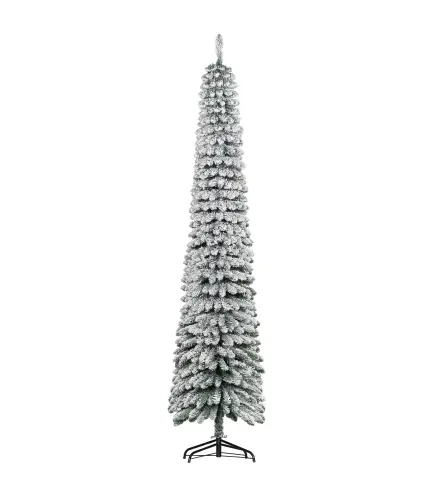 Árbol de Navidad Estrecho Nevado 240 cm con 603 Ramas y Soporte de Metal Plegable para Salón Interior Verde