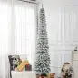 Árbol de Navidad Estrecho Nevado 240 cm con 603 Ramas y Base de Metal Plegable Verde