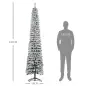 Árbol de Navidad Estrecho Nevado 240 cm con 603 Ramas y Base de Metal Plegable Verde