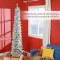 Árbol de Navidad Estrecho Nevado 240 cm con 603 Ramas y Base de Metal Plegable Verde