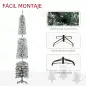 Árbol de Navidad Estrecho Nevado 240 cm con 603 Ramas y Base de Metal Plegable Verde