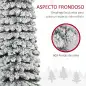 Árbol de Navidad Estrecho Nevado 240 cm con 603 Ramas y Base de Metal Plegable Verde