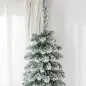 Árbol de Navidad Estrecho Nevado 240 cm con 603 Ramas y Base de Metal Plegable Verde