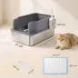 Arenero para Gatos de Acero Inoxidable L con Bandeja de Tamizado Borde Alto Pala 10 Empapadores Gris Oscuro Arenero para Gatos de Acero Inoxidable L con Bandeja de Tamizado Borde Alto Pala 10 Empapadores Gris Oscuro