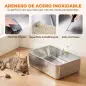 Arenero para Gatos de Acero Inoxidable L con Bandeja de Tamizado Borde Alto Pala 10 Empapadores Gris Oscuro Arenero para Gatos de Acero Inoxidable L con Bandeja de Tamizado Borde Alto Pala 10 Empapadores Gris Oscuro