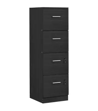 Cajonera Escritorio con 4 Cajones Cerraduras Barras Ajustables para Archivos Tamaño A4 y Carta 40x42x130,8 cm Negro