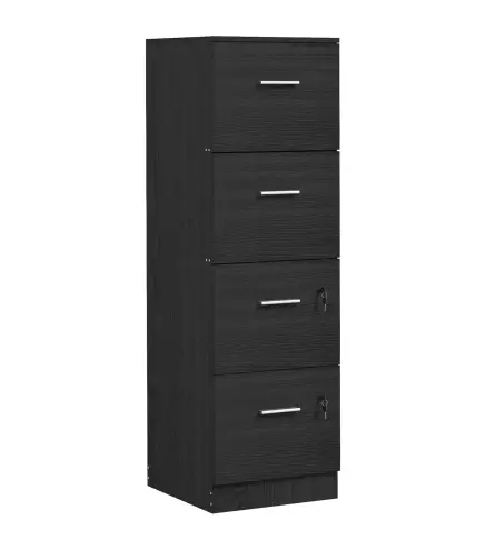 Cajonera Escritorio con 4 Cajones Cerraduras Barras Ajustables para Archivos Tamaño A4 y Carta 40x42x130,8 cm Negro