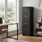 Cajonera de Escritorio con 4 Cajones Cerraduras y Barras para Archivos A4 y Carta 40x42x130,8 cm Negro