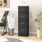 Cajonera de Escritorio con 4 Cajones Cerraduras y Barras para Archivos A4 y Carta 40x42x130,8 cm Negro
